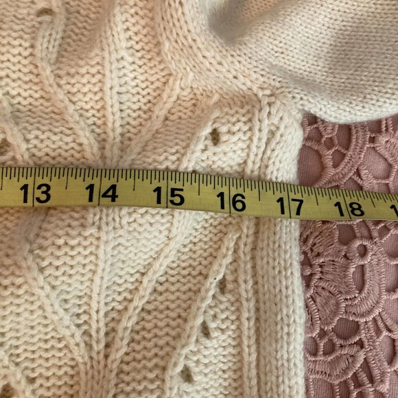 J. Crew Sweater Womens‎ Sz XS Ivory Lambs Wool Cable Knit Fisherman Pullover - Picture 6 of 8